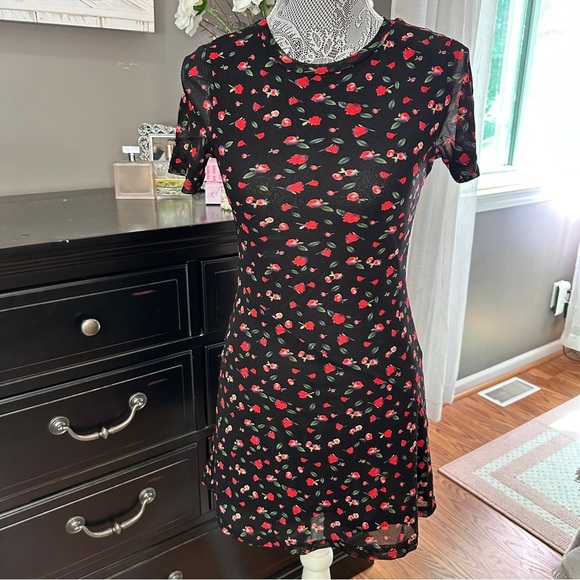 🌹 Princess Polly Sheer Mesh Floral Bodycon Mini Dress – Size 4 (US) - Picture 2 of 14